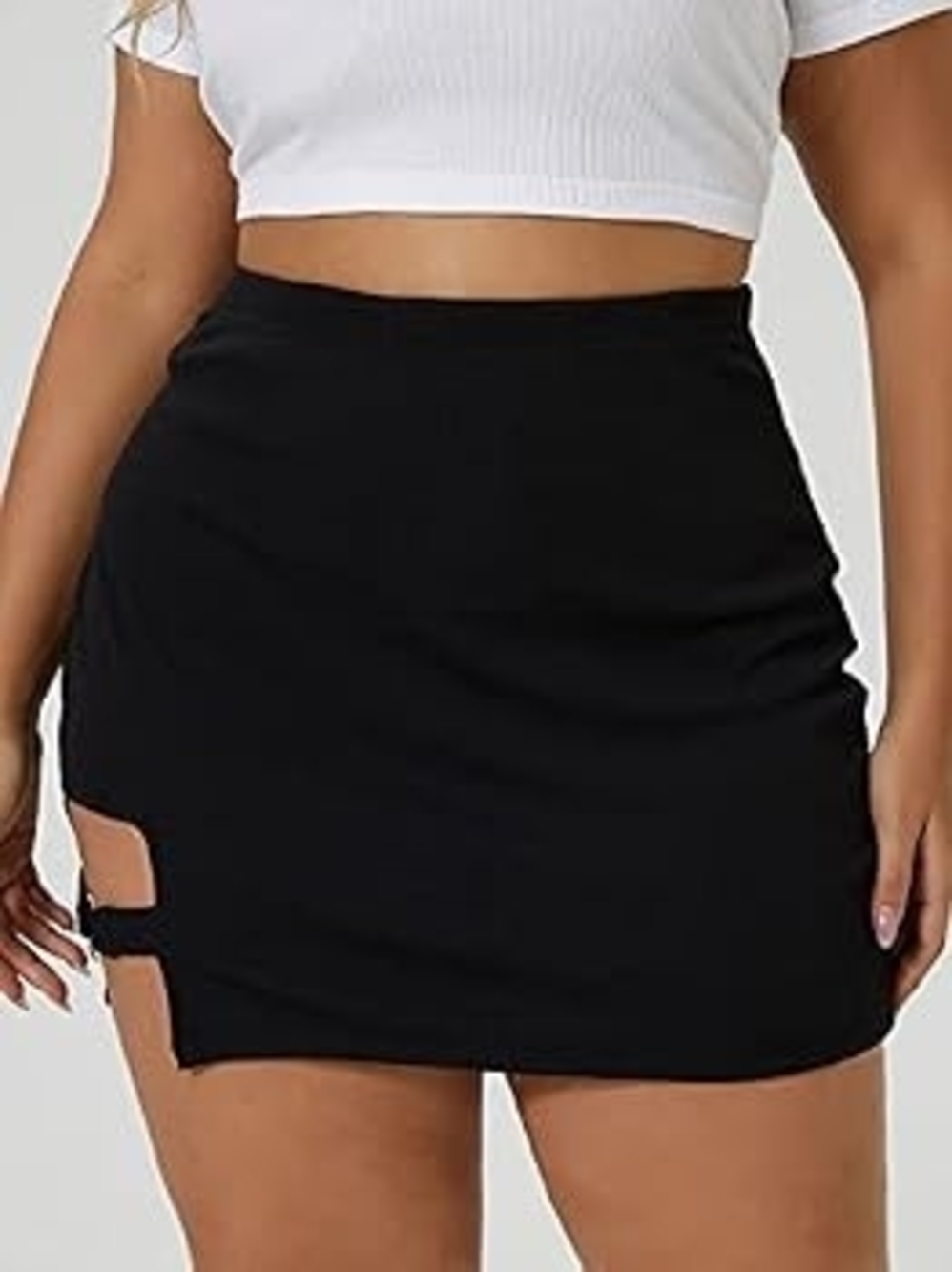 SHEIN Black Mini Skirt with Side Strap Cutout